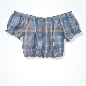 American Eagle blue and white plaid top!